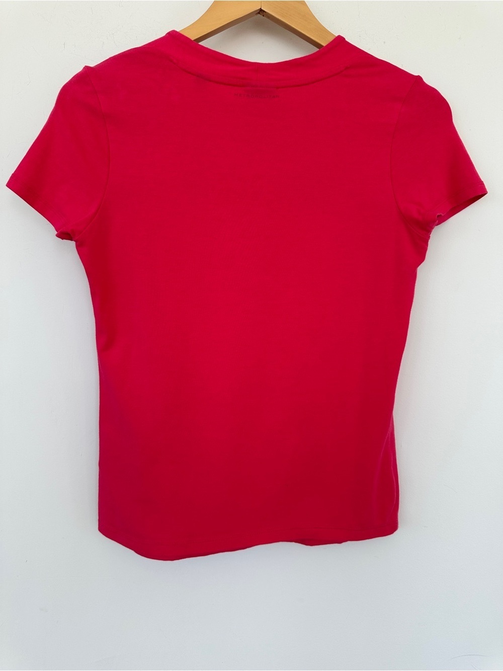 Mexx Bright Pink Square Neck Short Sleeve Top, Stretch Cotton Knit - Picture 4 of 7